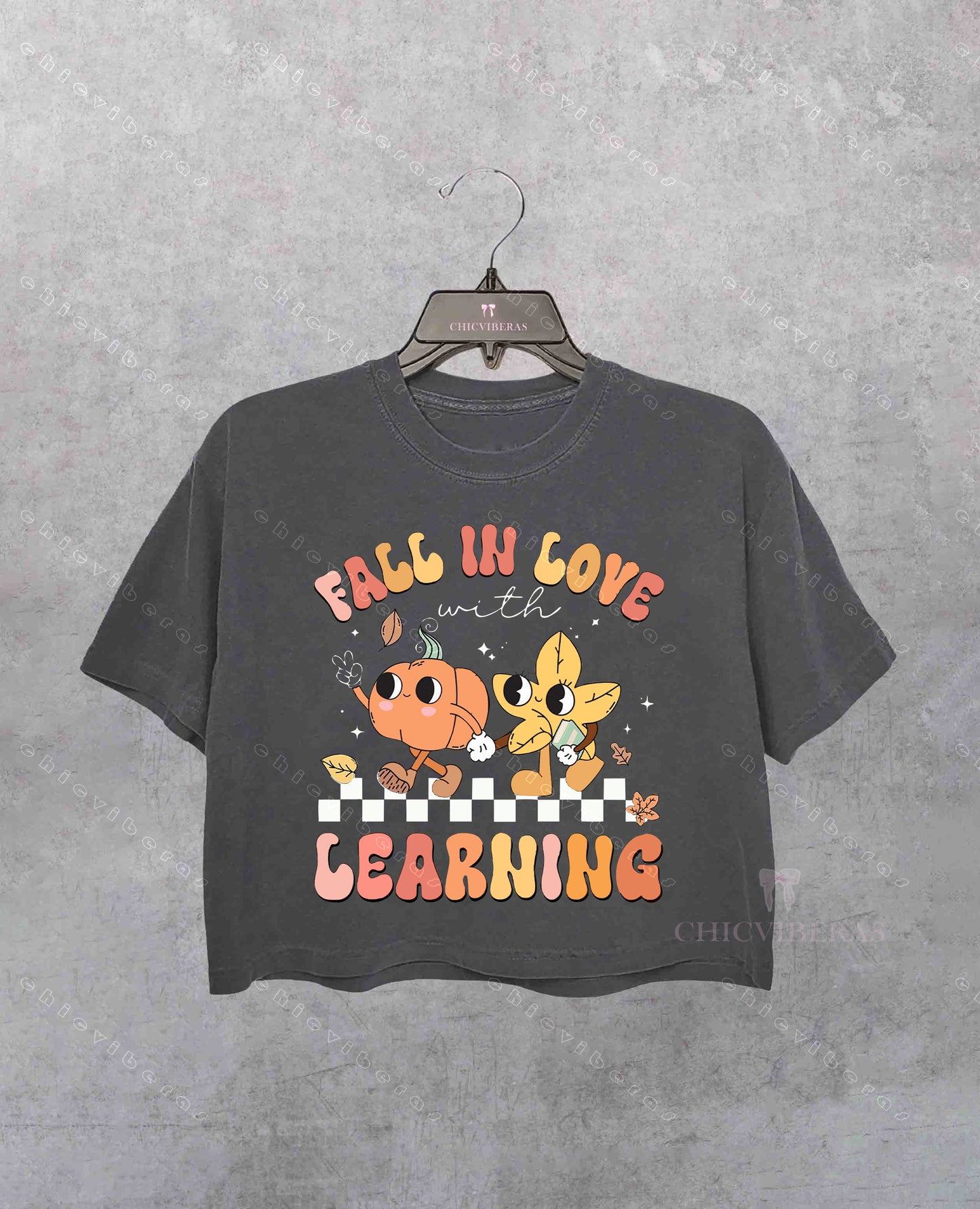 Fall In Love With Learning Teacher Crop Shirt