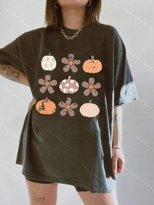 Floral Pumpkin Halloween Tee