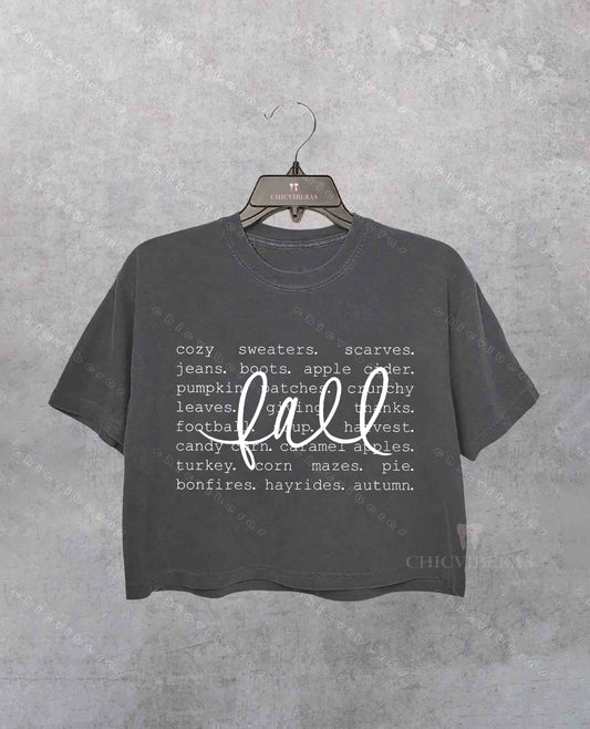 Fall Words Thanksgiving Crop Shirt