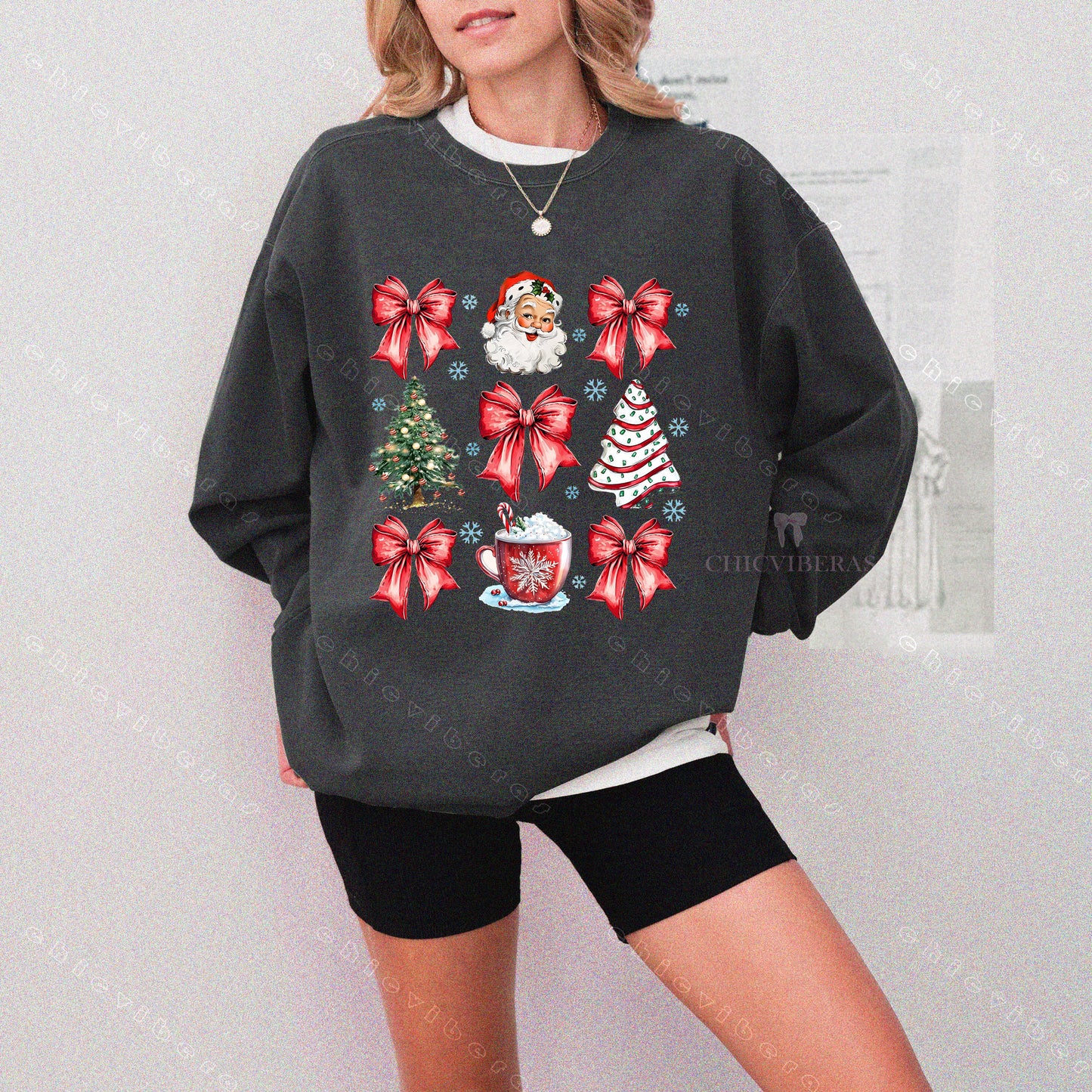 Christmas Coquette Bow Crewneck