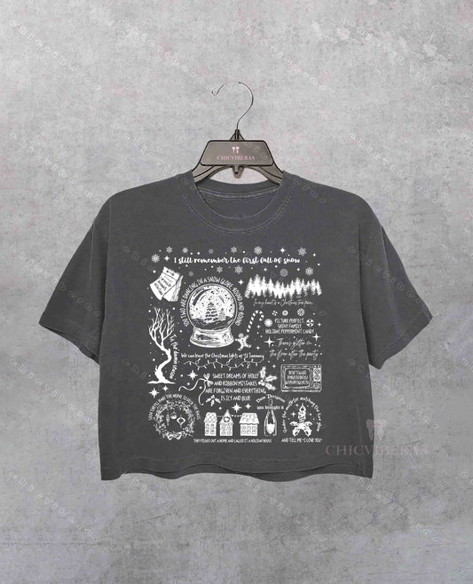 Swiftie Christma Symbols & Lyrics Crop Shirt