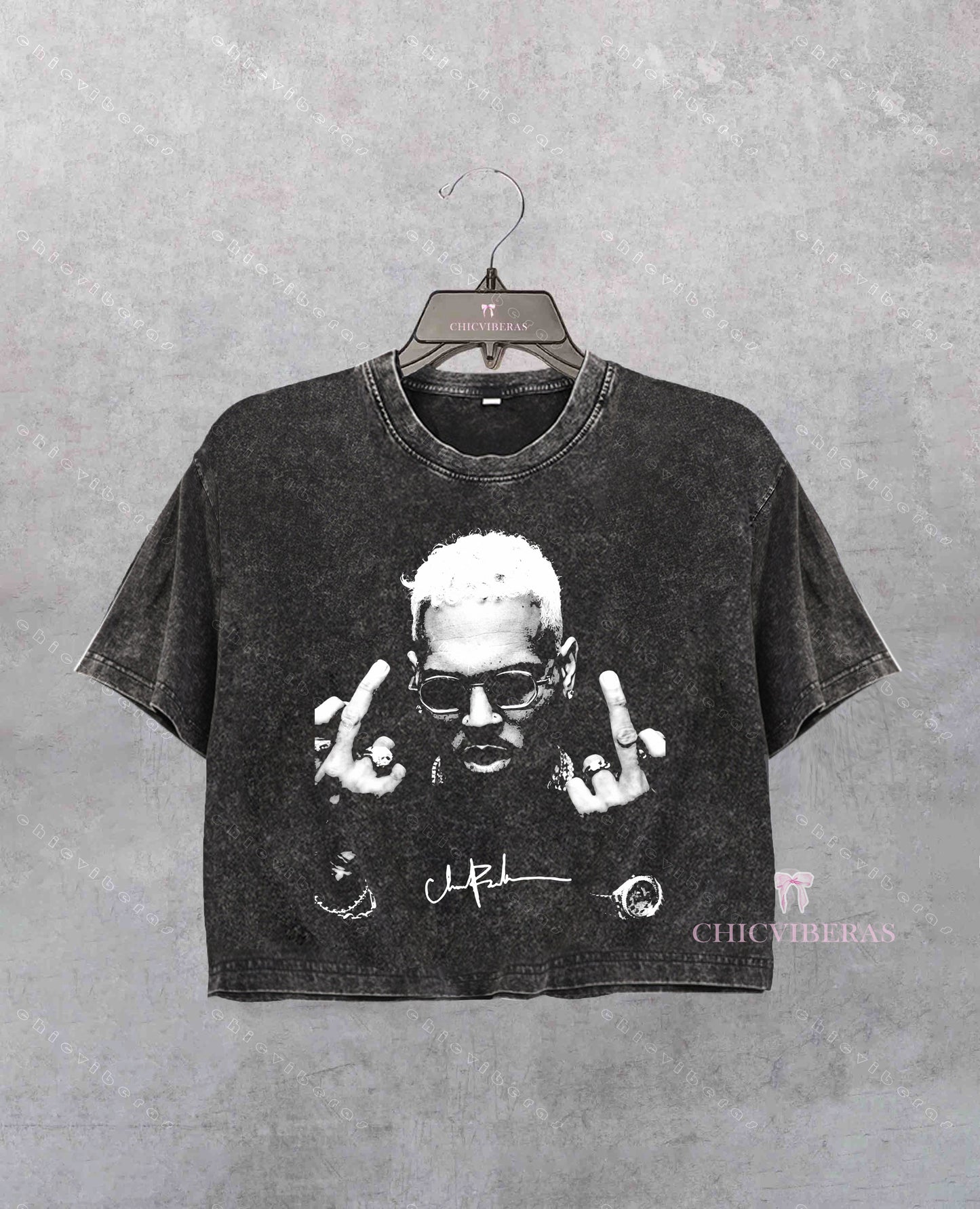 Chris Brown Vintage Middle Finger Crop Shirt