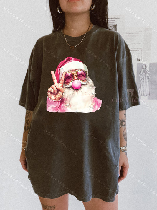 Retro Santa Christmas Blowing Bubble Tee