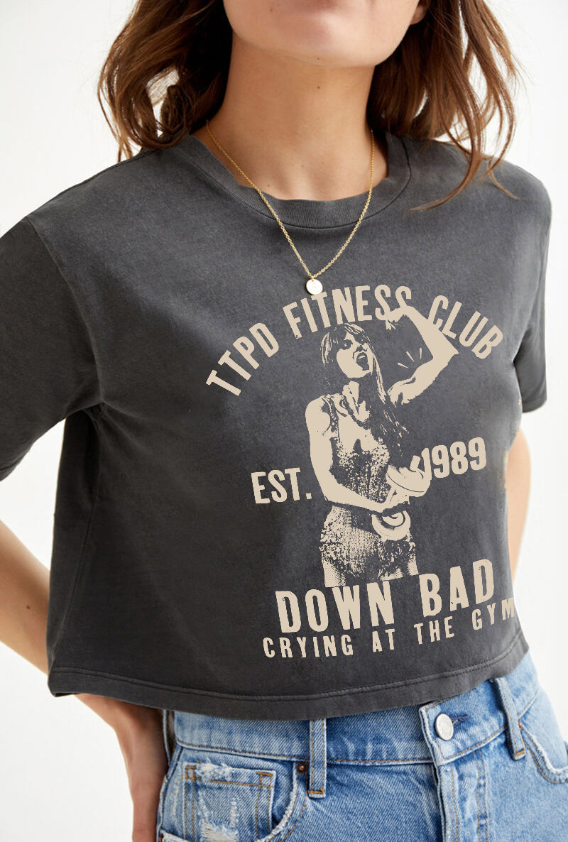 Down Bad Crying At The Gym Taylor TTPD Crop Shirt