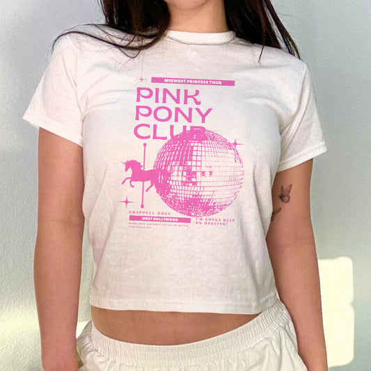 Chappell Roan Pink Pony Club Y2K Baby Tee