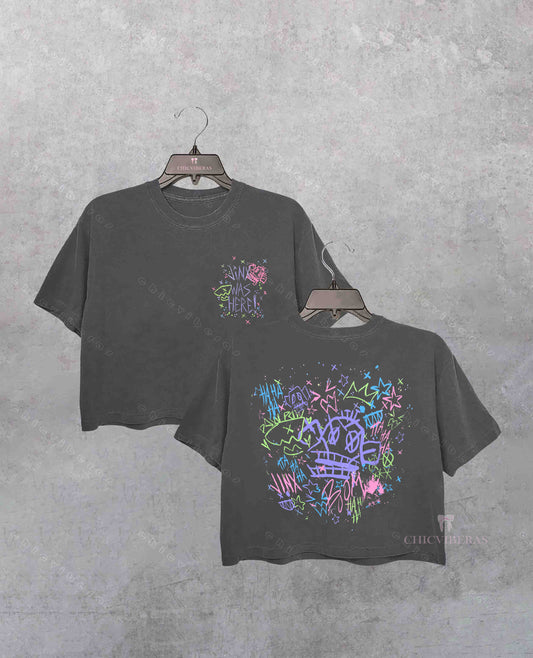 Jinx Graffiti Arcane League Of Legends 2 Sided Crop Shirt