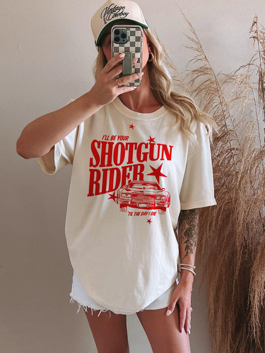 I"ll Be Your Shotgun Rider RED Cowboy Carter Crop Shirt