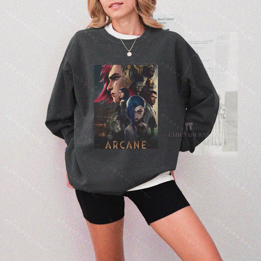 Arcane League Of Legends Jinx Vi Powder Sweatshirt