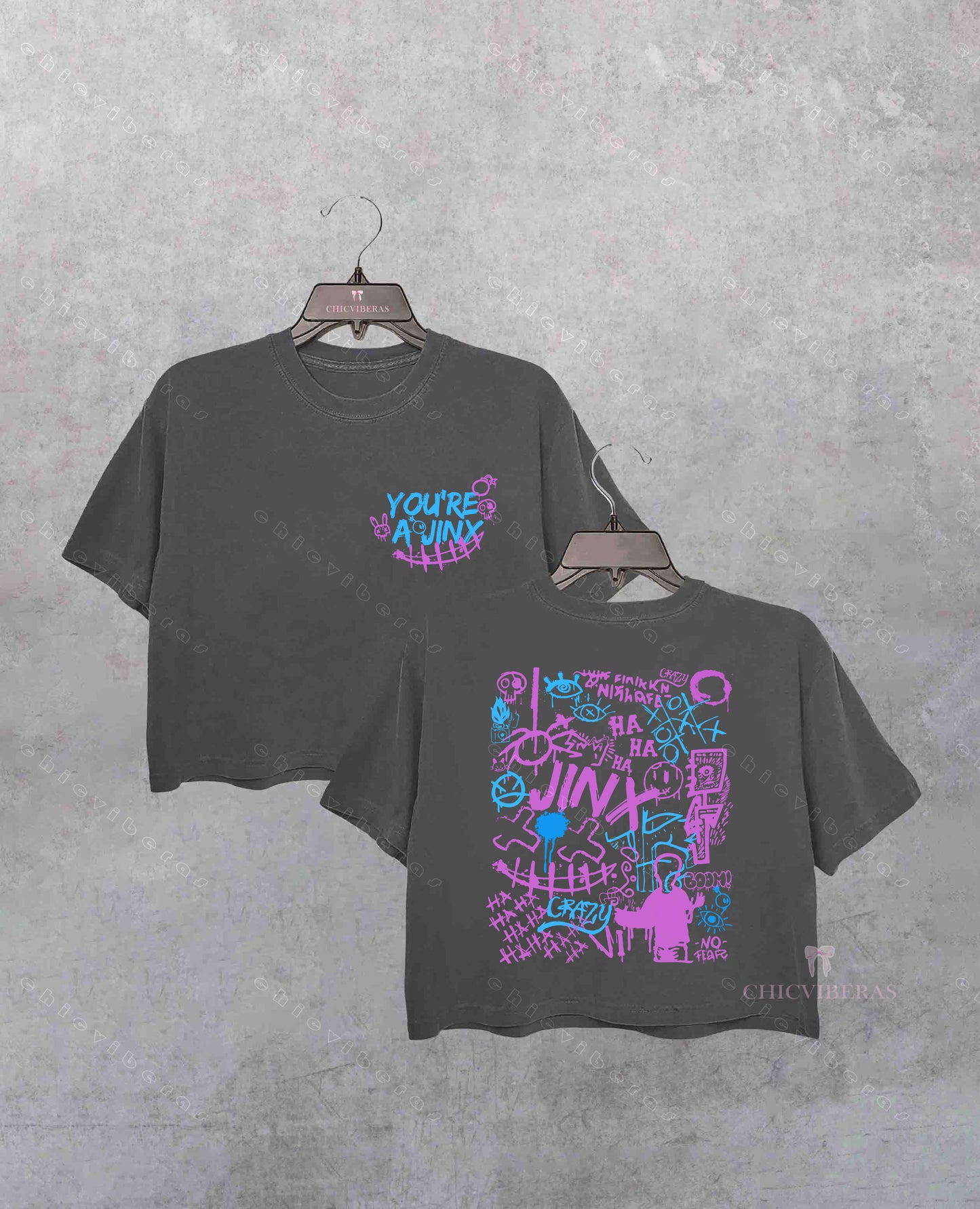 Arcane Jinx Graffiti 2 side Crop Shirt