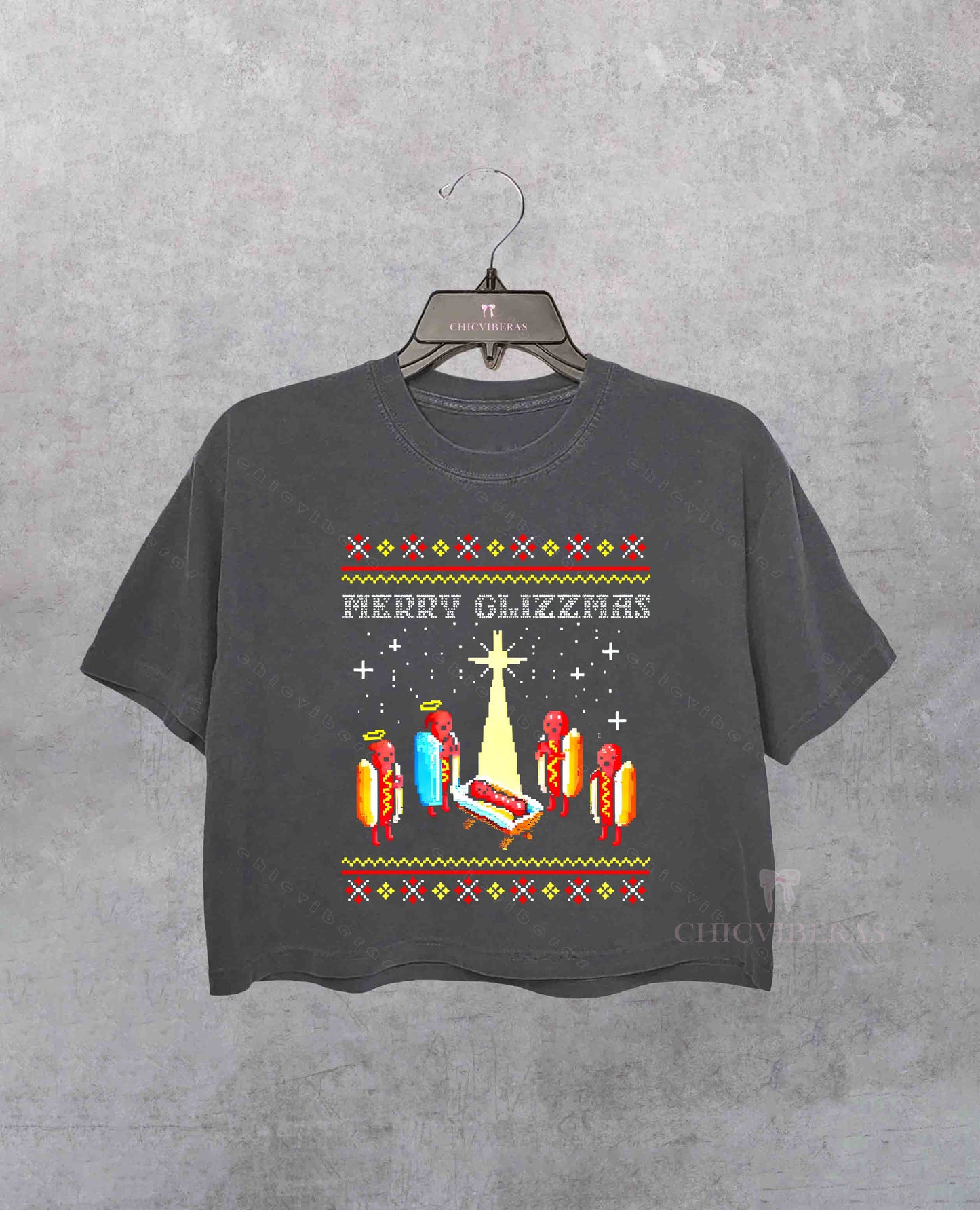 Merry Glizzmas Hot Dogs Christmas Crop Shirt