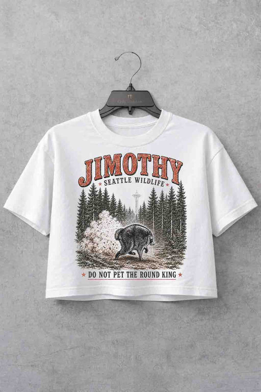Jimothy Raccoon Funny Round King Crop Shirt