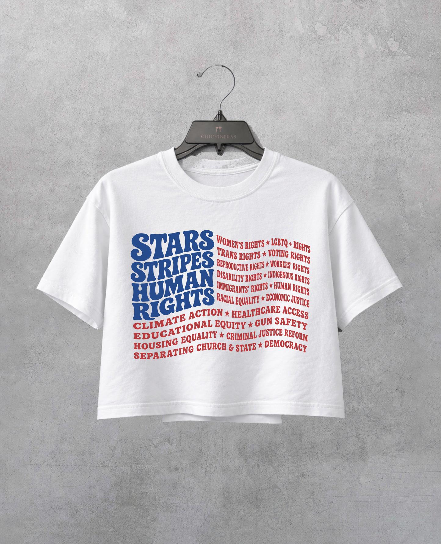 Stars and Stripes and Human Rights USA Flag Crop Shirt