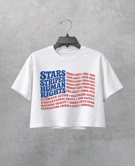 Stars and Stripes and Human Rights USA Flag Crop Shirt