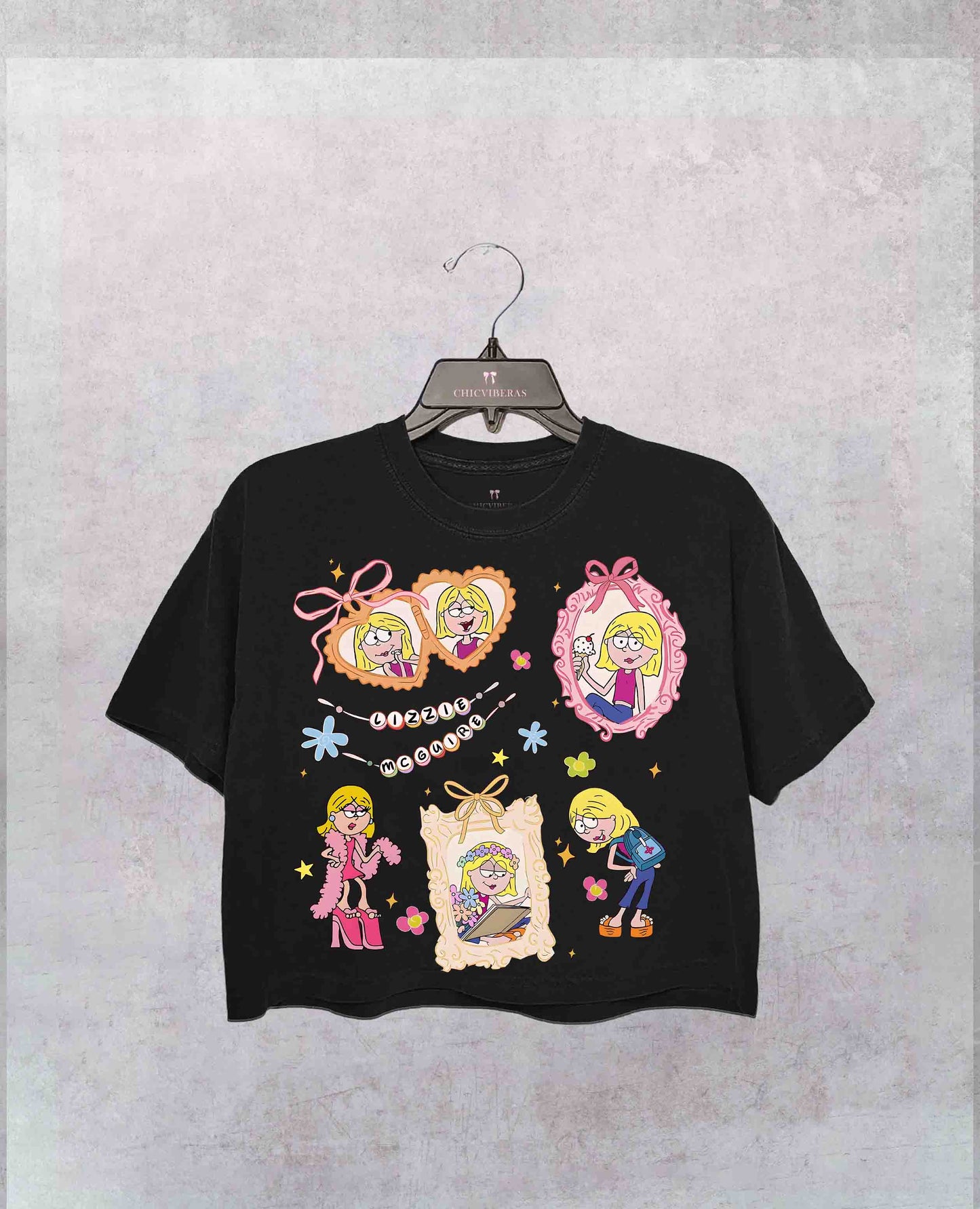 Coquette Bows Watercolor Lizzie McGuire Crop Shirt