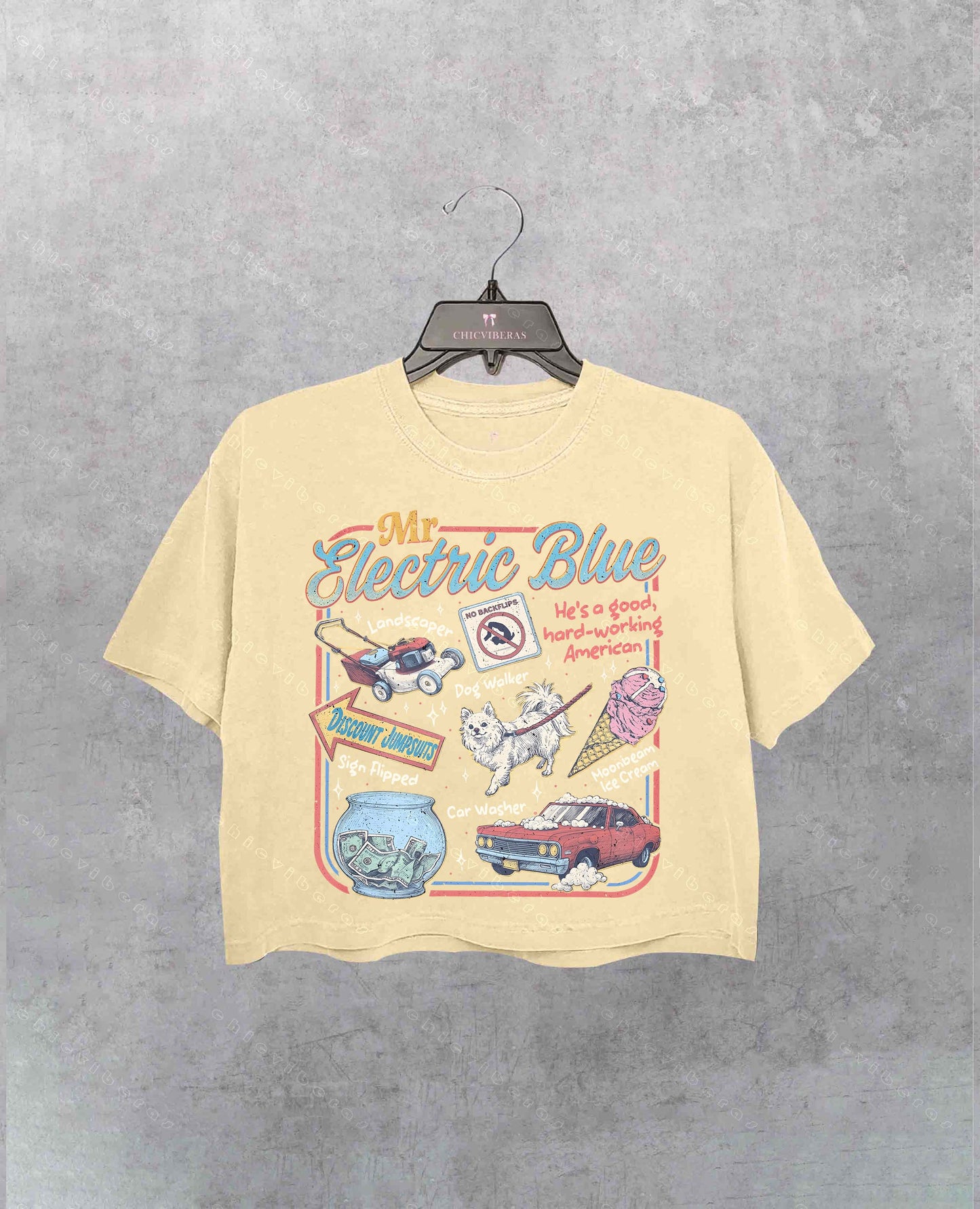 Mr Electric Blue Moonbeam Ice Cream Crop Shirt