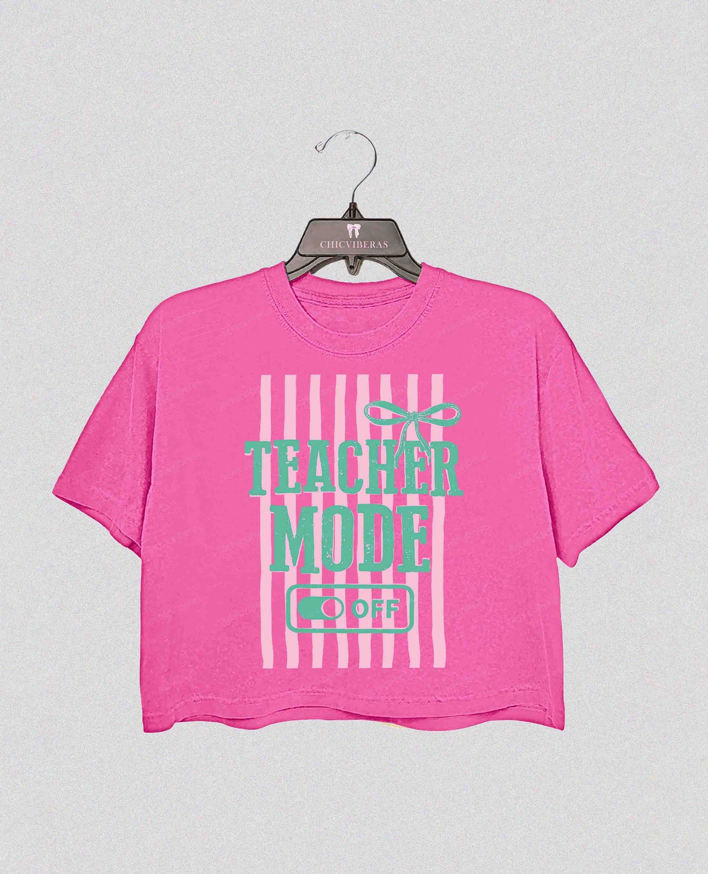 Teacher Mode Striped Last Day Of School Crop Shirt