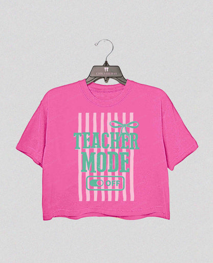 Teacher Mode Striped Last Day Of School Crop Shirt
