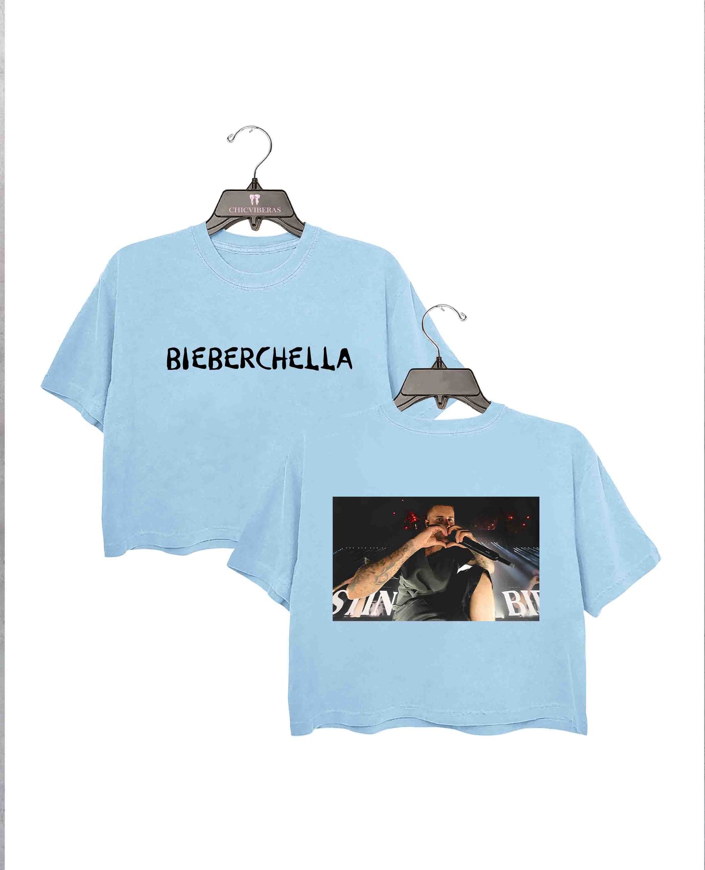 Bieberchella JB Heart Black Crop Shirt