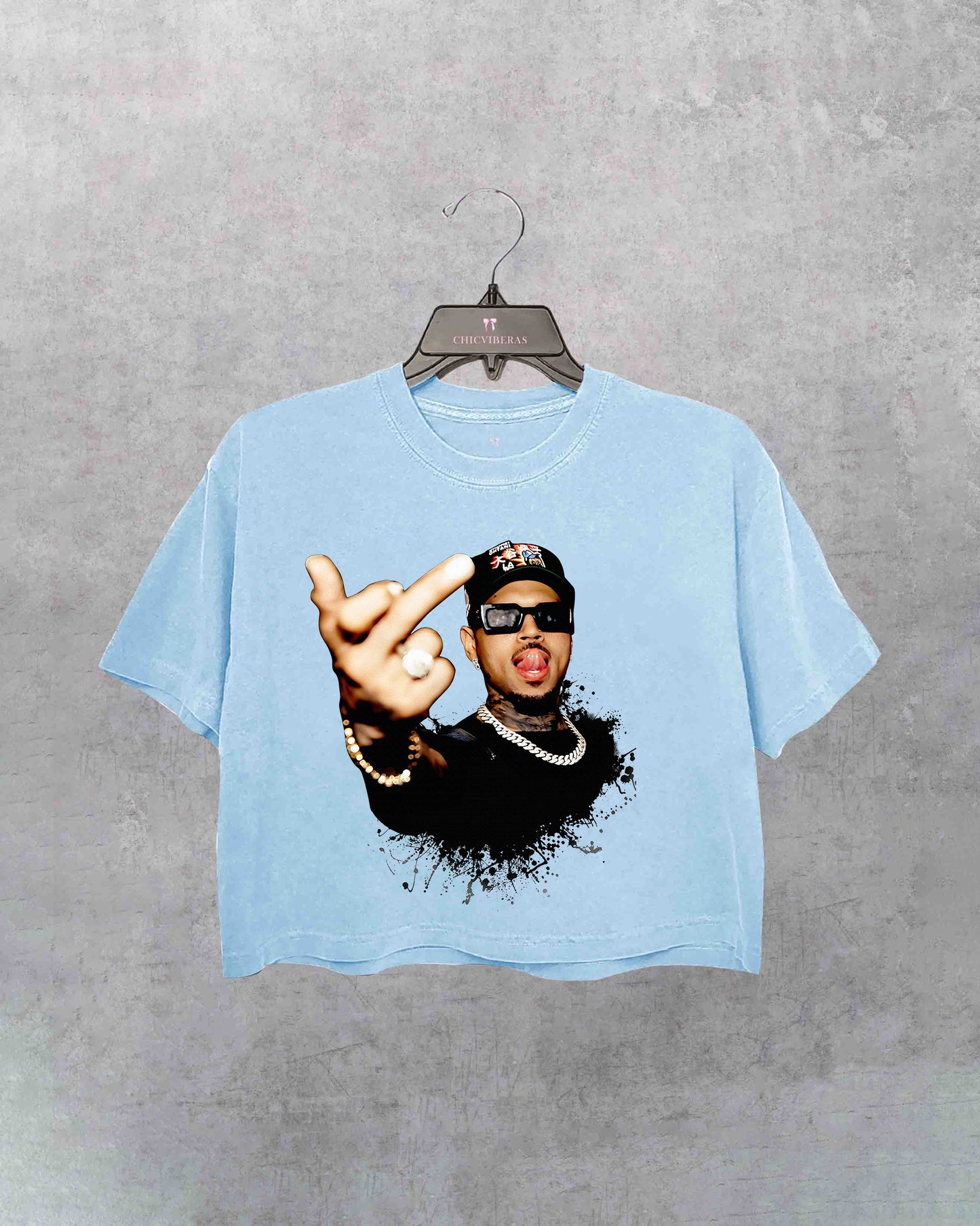 Chris Brown Middle Finger Tour 2025 Crop Shirt