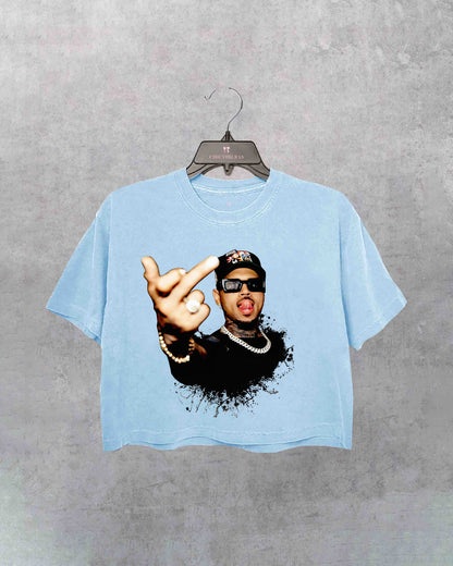 Chris Brown Middle Finger Tour 2025 Crop Shirt