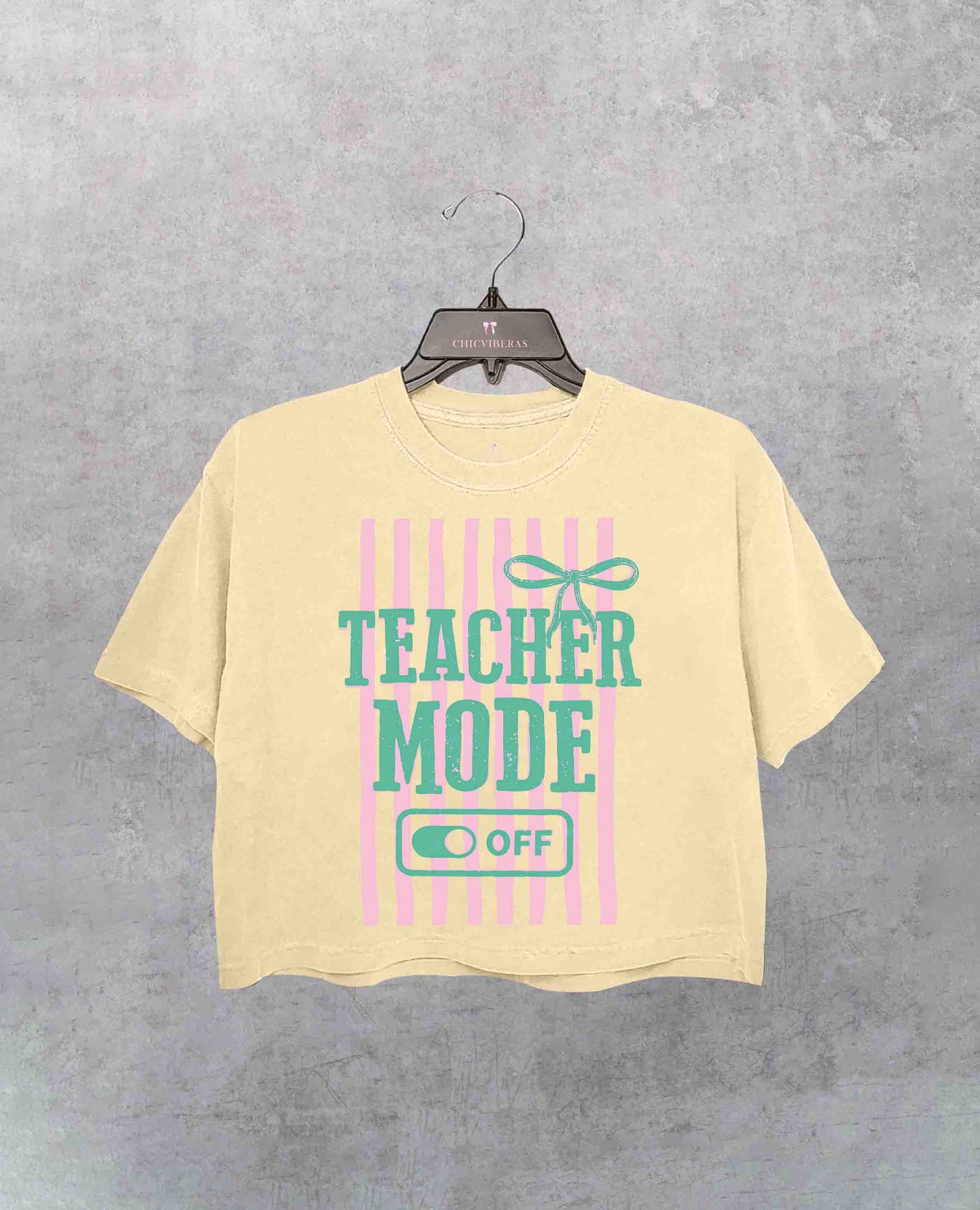 Teacher Mode Striped Last Day Of School Crop Shirt