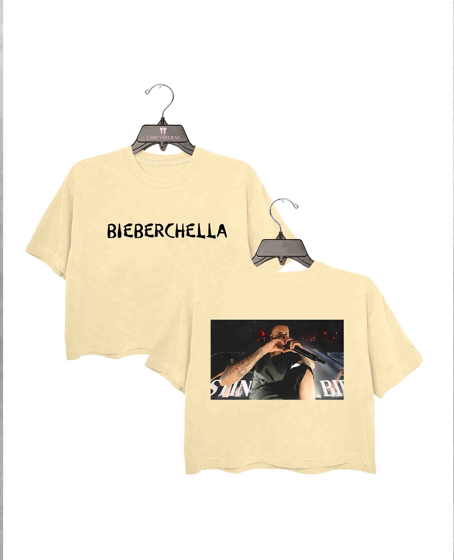 Bieberchella JB Heart Black Crop Shirt