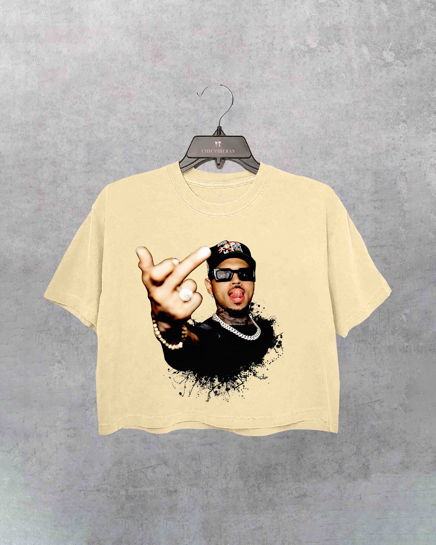Chris Brown Middle Finger Tour 2025 Crop Shirt