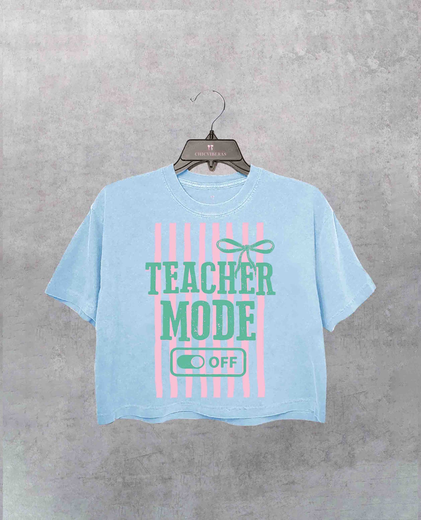 Teacher Mode Striped Last Day Of School Crop Shirt
