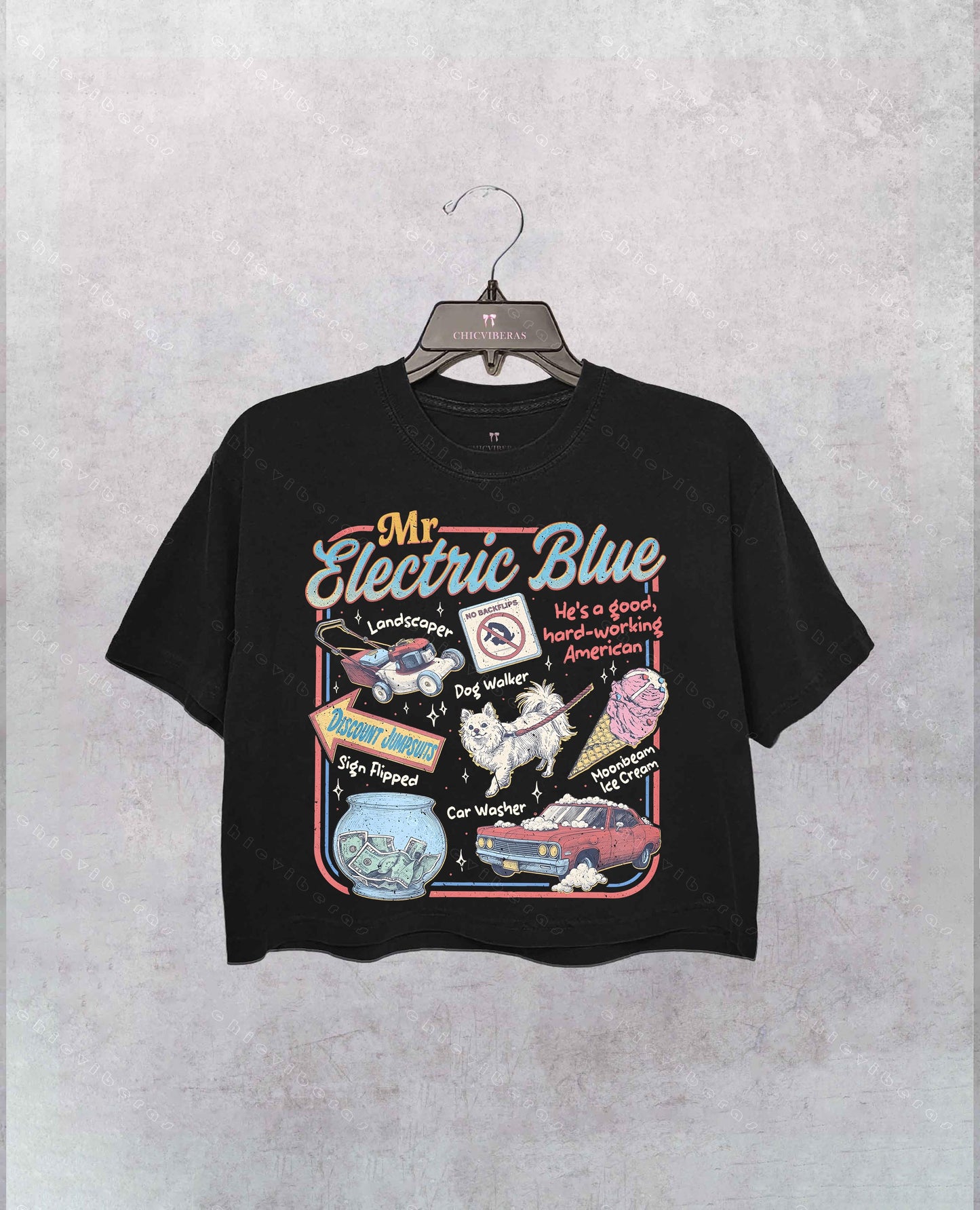 Mr Electric Blue Moonbeam Ice Cream Crop Shirt