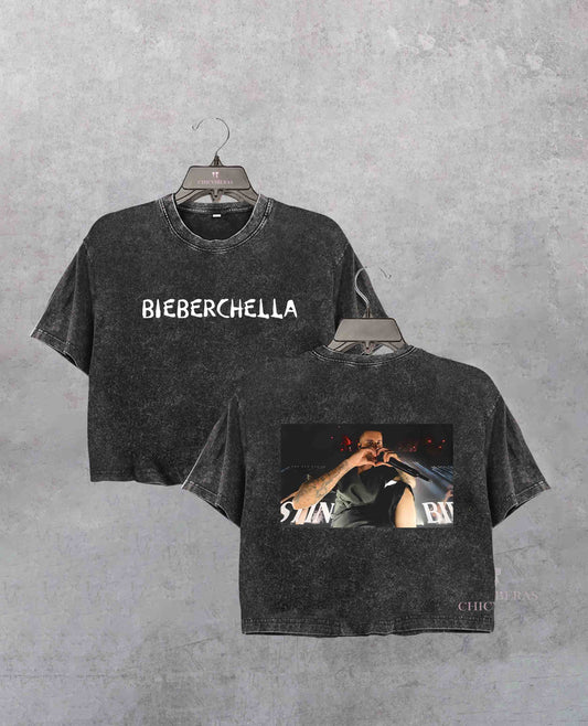 Bieberchella JB Heart Black Crop Shirt