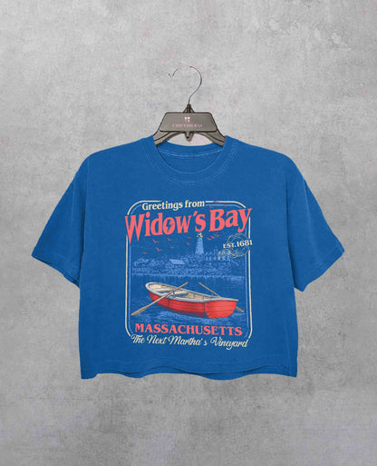 Greetings From Widow’s Bay Crop Shirt