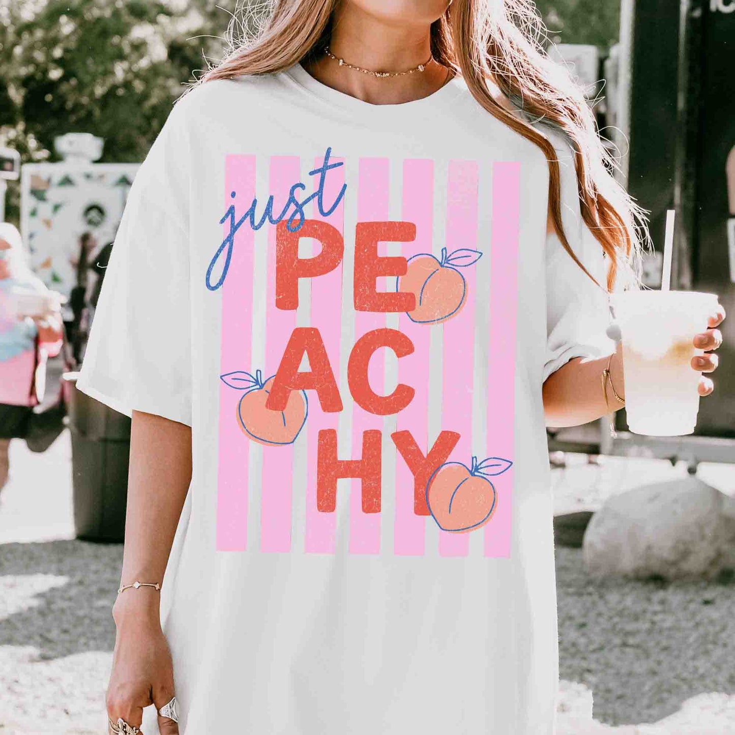 Just Peachy Summer Fruit Food Pun Tee