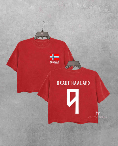 Retro Haaland 9 Norway Soccer Crop Shirt
