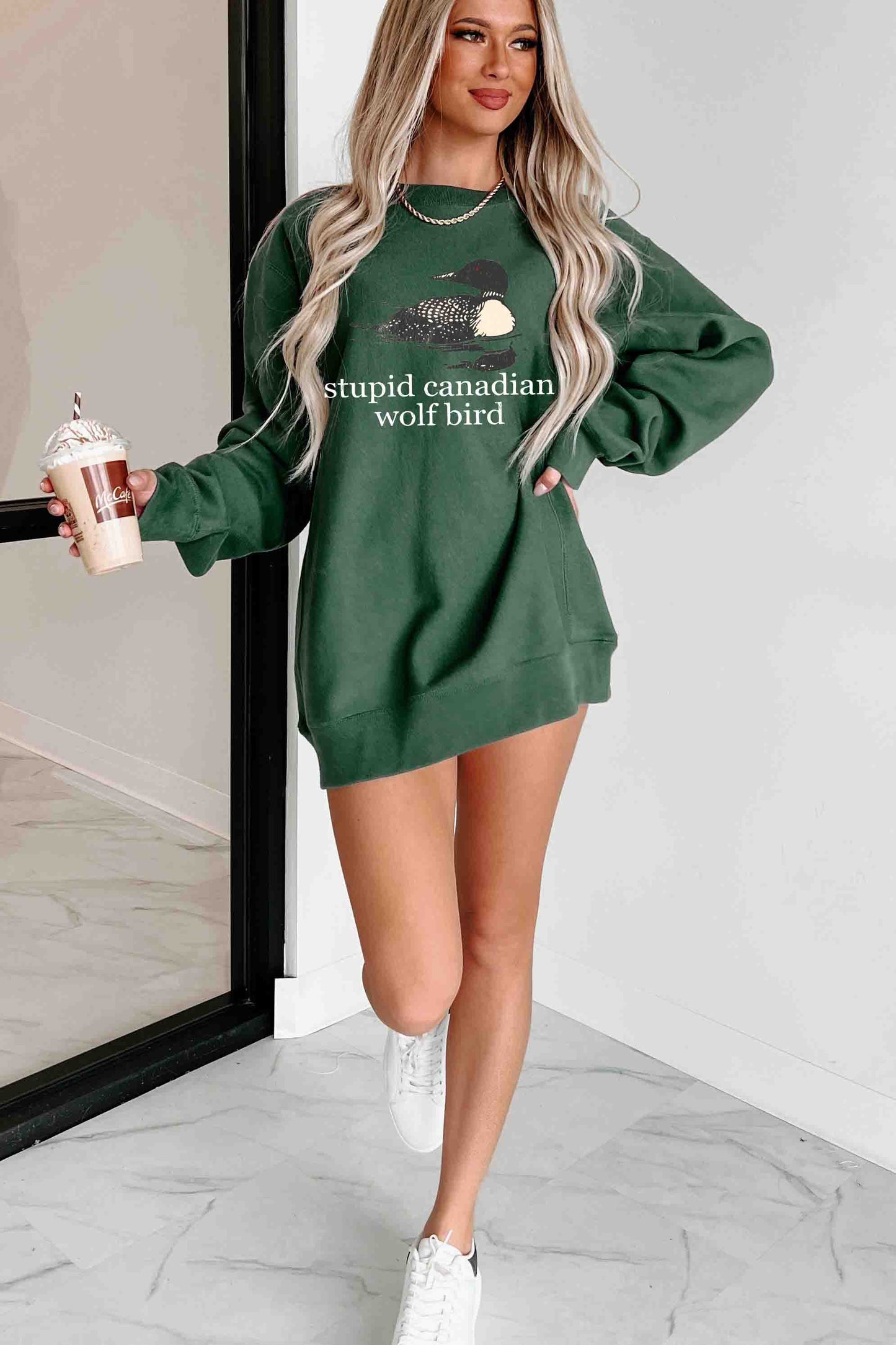 Stupid Canadian Wolf Bird Crewneck