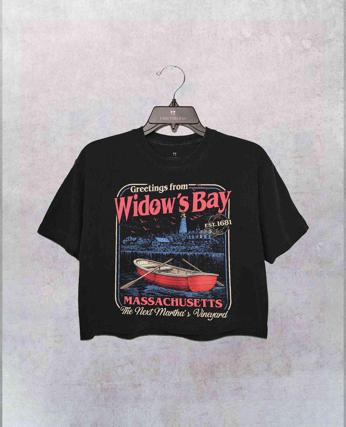 Greetings From Widow’s Bay Crop Shirt