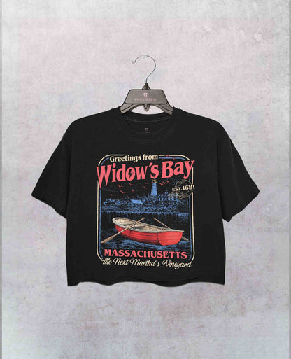 Greetings From Widow’s Bay Crop Shirt