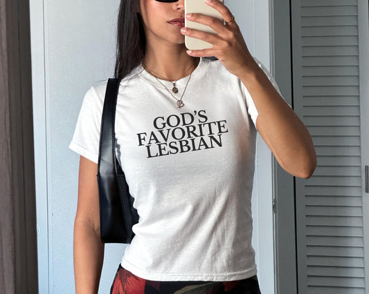 God's Favorite Bisexual y2k Baby Tee