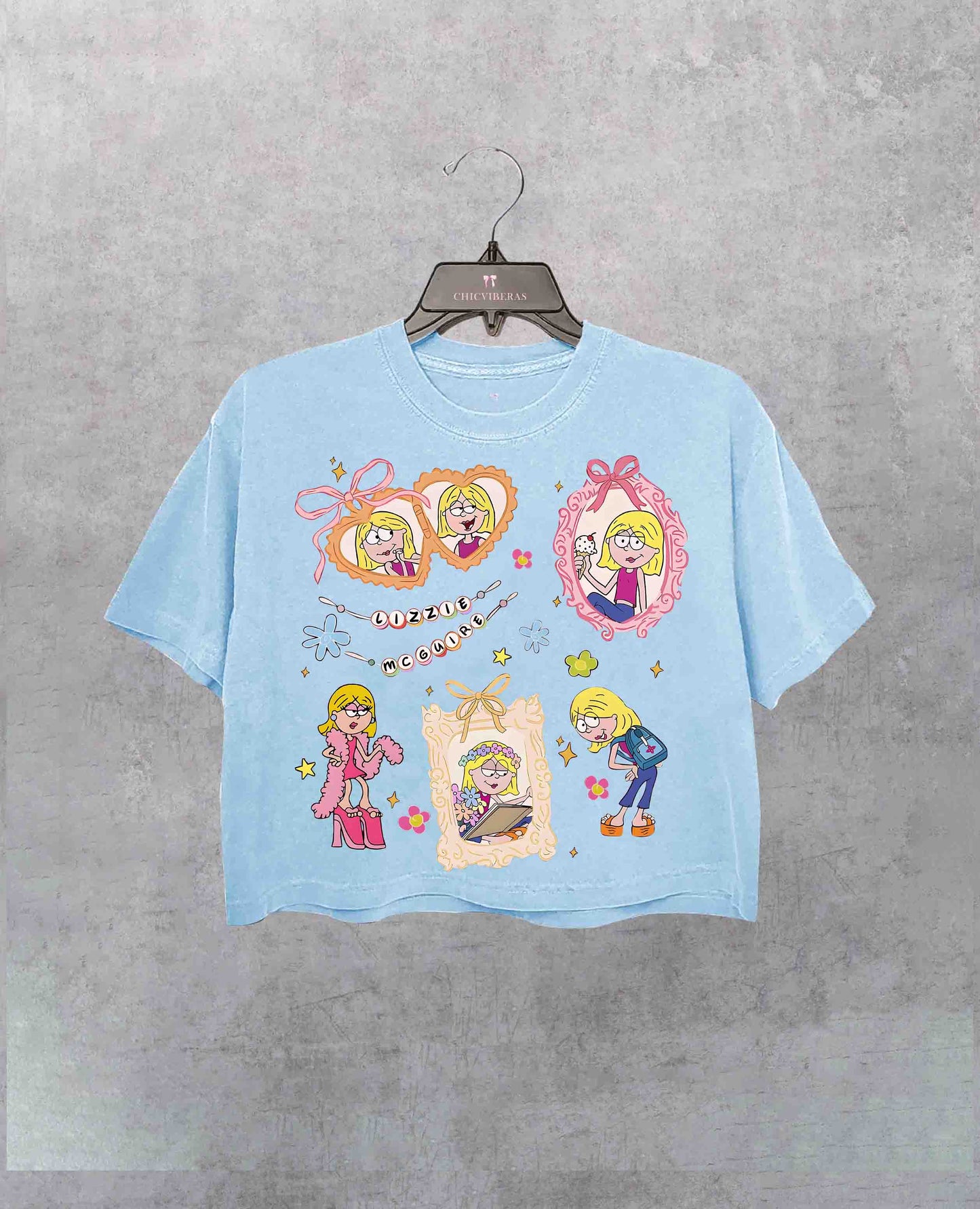 Coquette Bows Watercolor Lizzie McGuire Crop Shirt