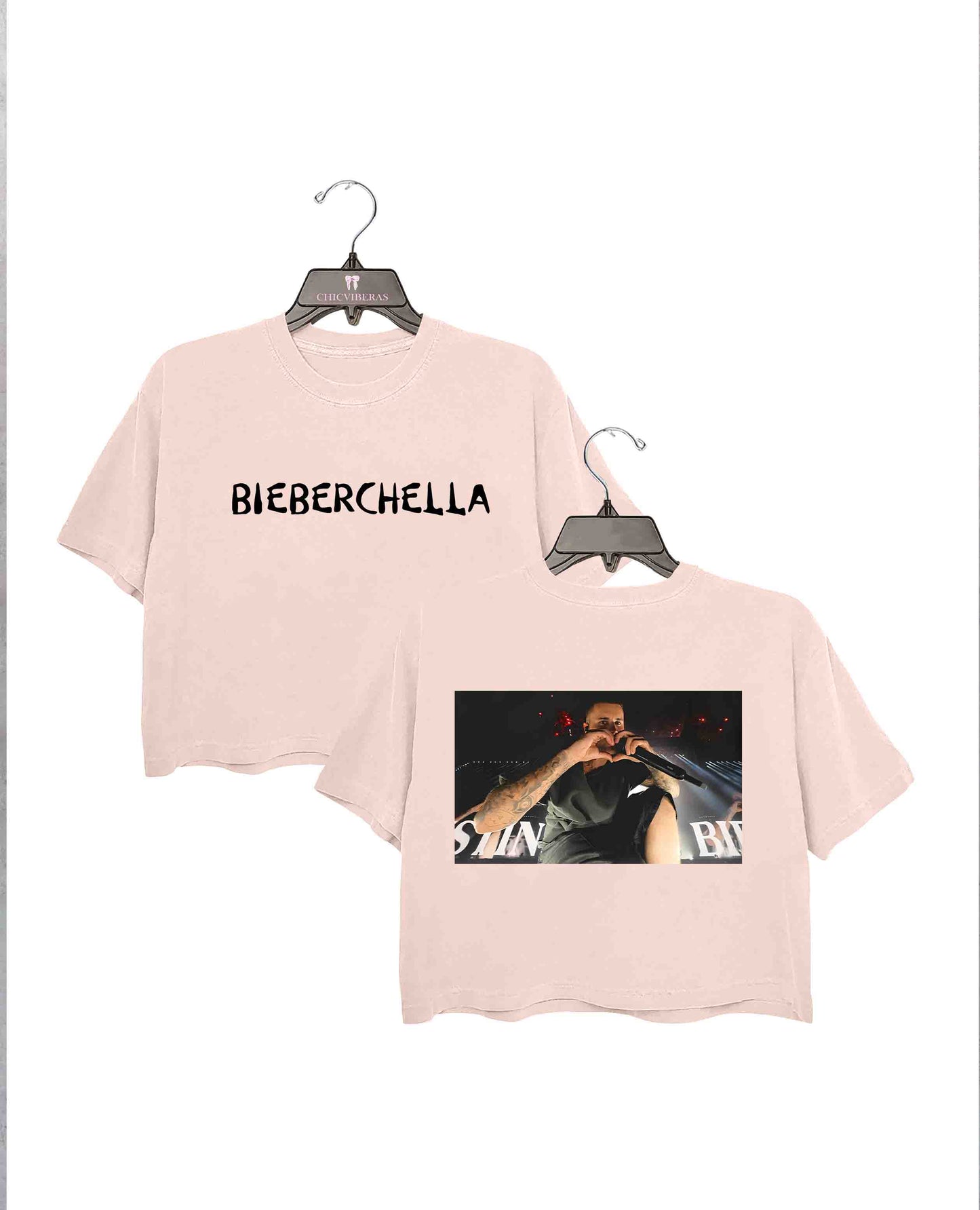 Bieberchella JB Heart Black Crop Shirt