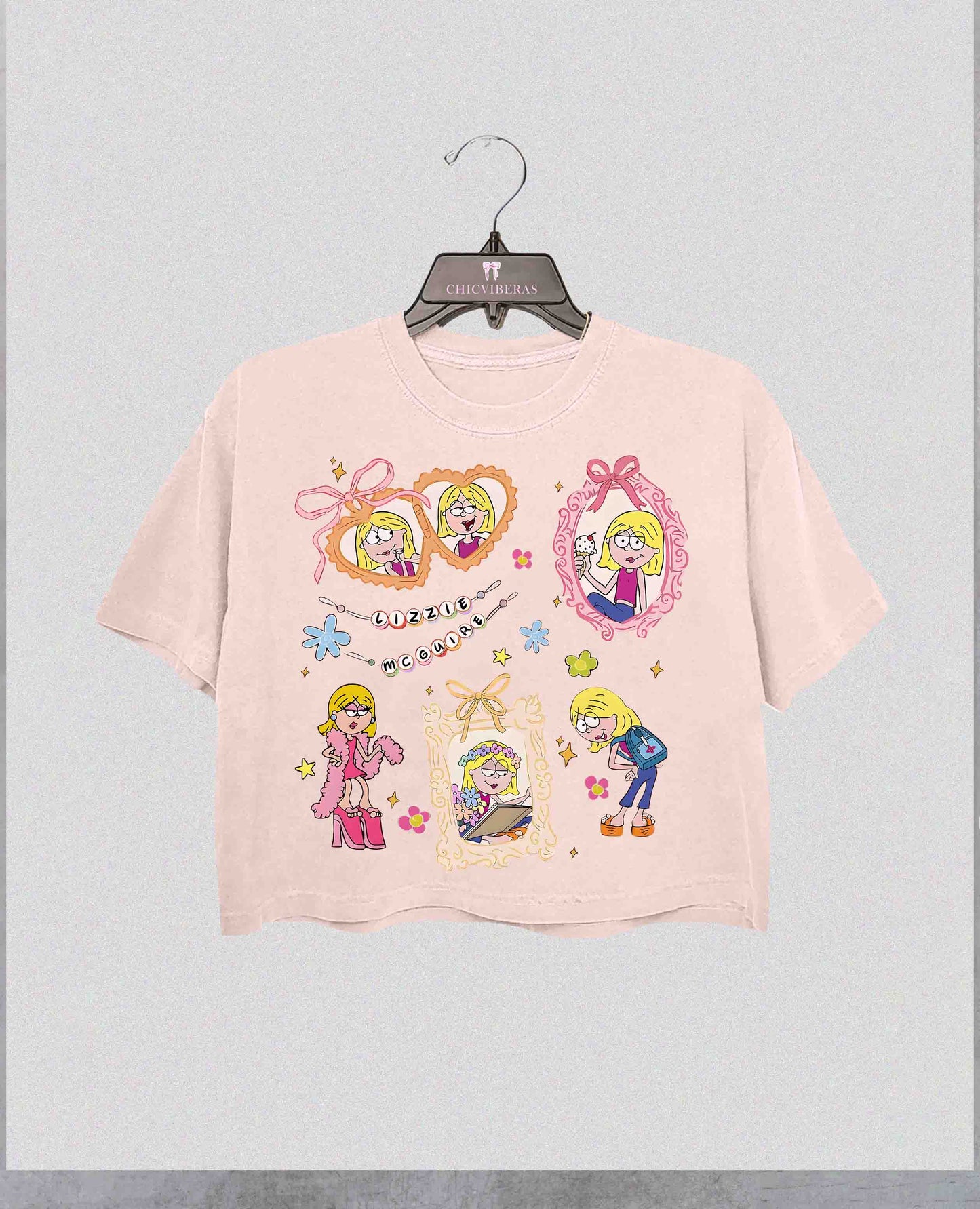 Coquette Bows Watercolor Lizzie McGuire Crop Shirt