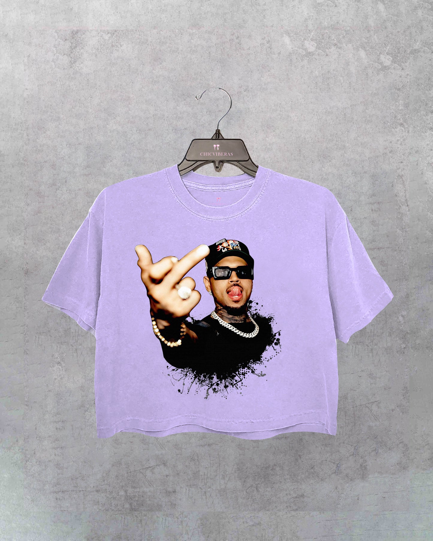 Chris Brown Middle Finger Tour 2025 Crop Shirt