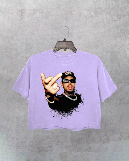 Chris Brown Middle Finger Tour 2025 Crop Shirt
