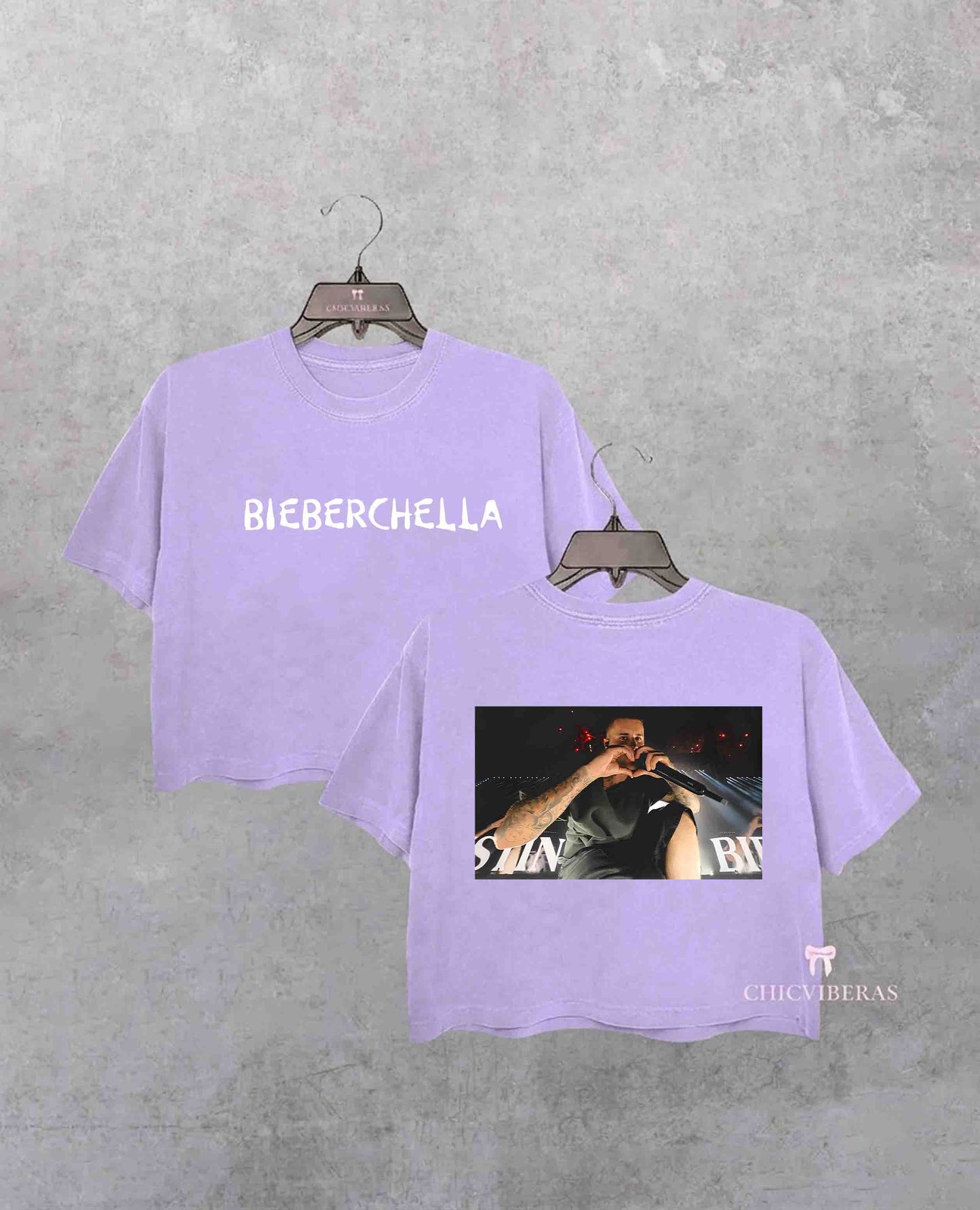 Bieberchella JB Heart Black Crop Shirt