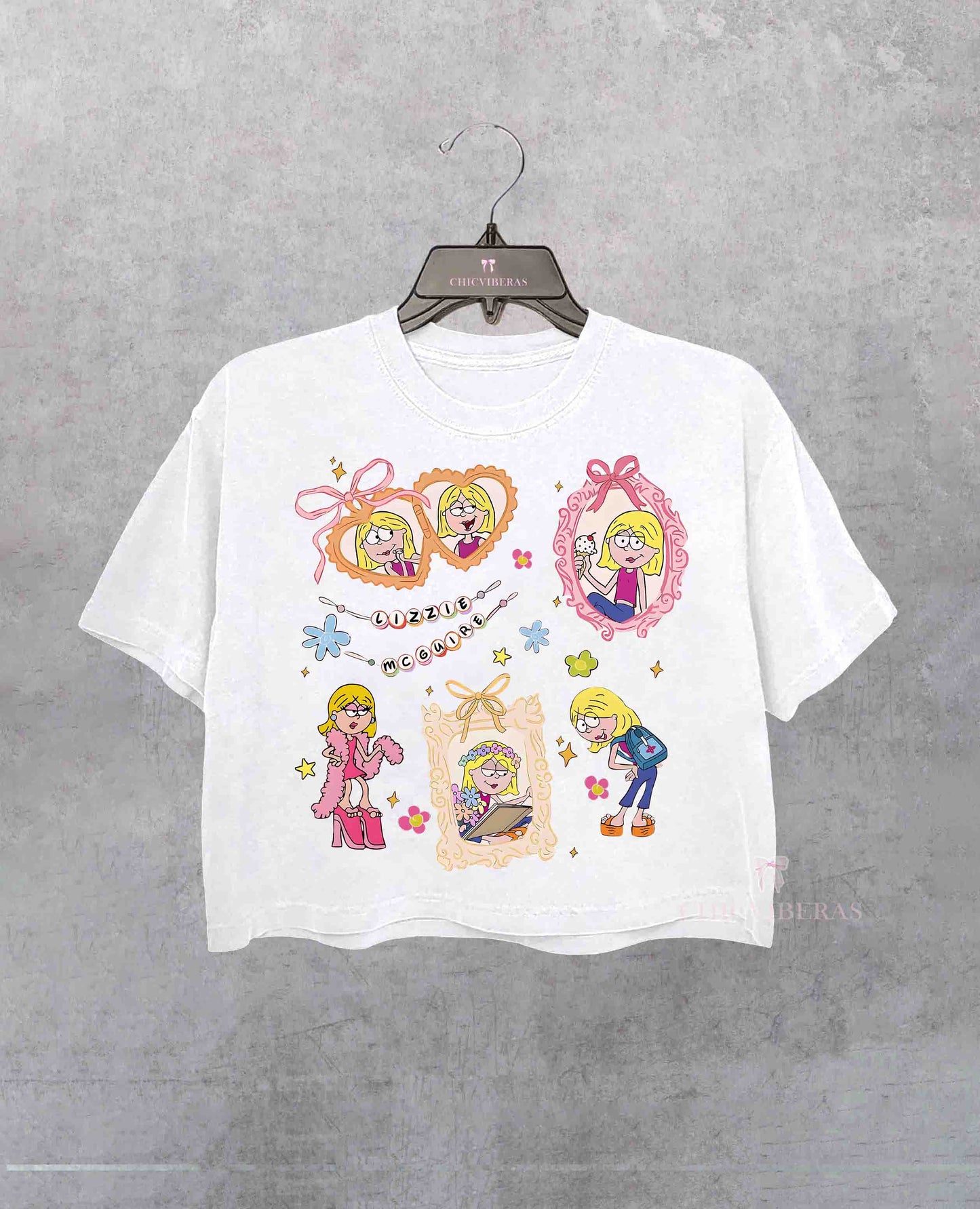 Coquette Bows Watercolor Lizzie McGuire Crop Shirt