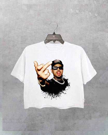 Chris Brown Middle Finger Tour 2025 Crop Shirt
