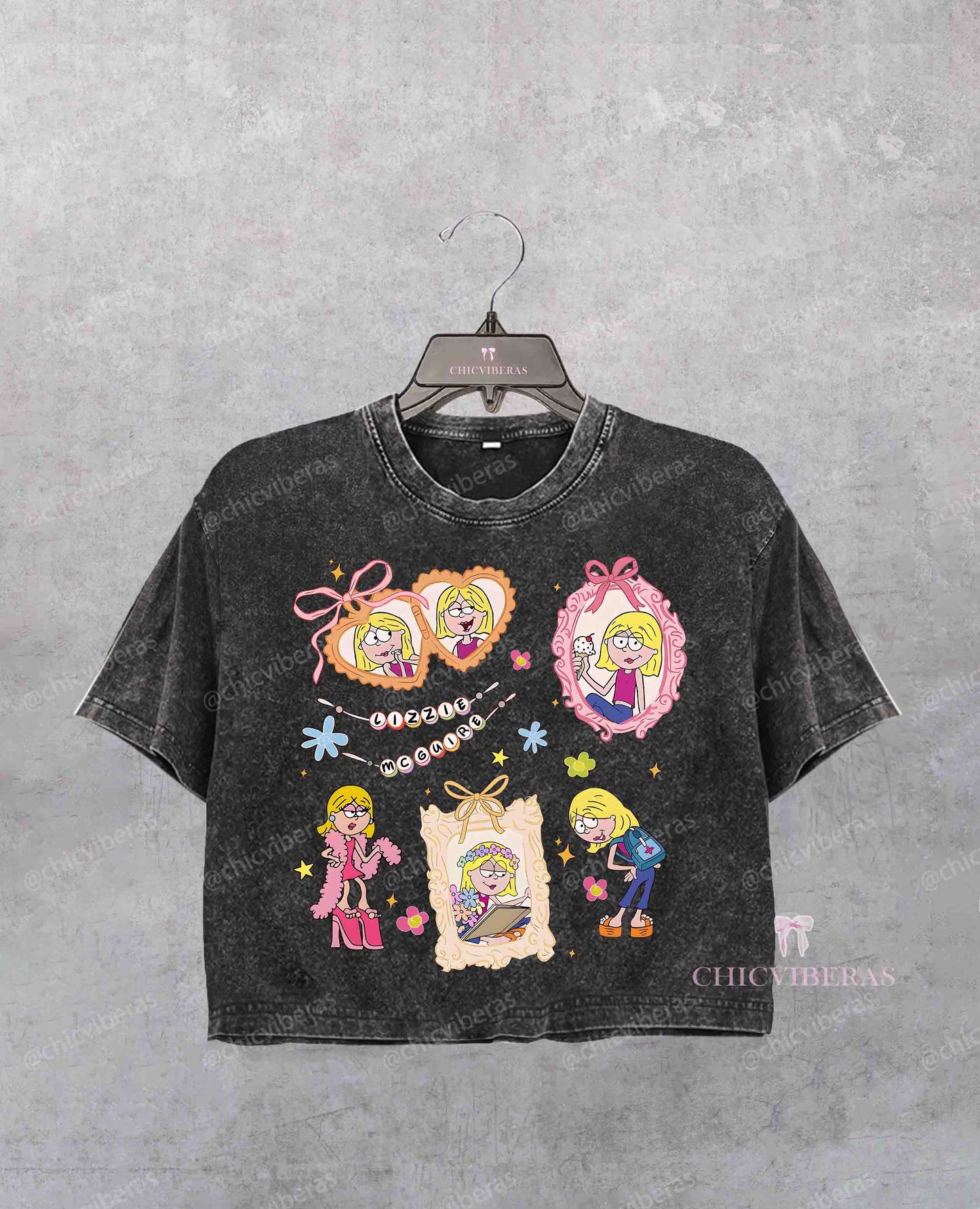 Coquette Bows Watercolor Lizzie McGuire Crop Shirt
