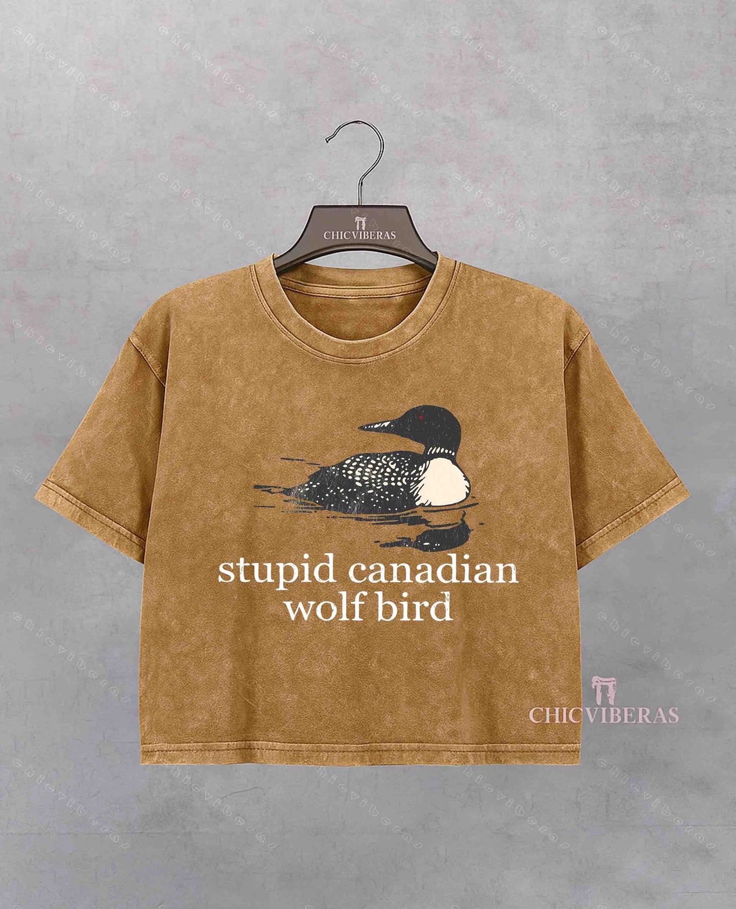 Stupid Canadian Wolf Bird Crop Shirt