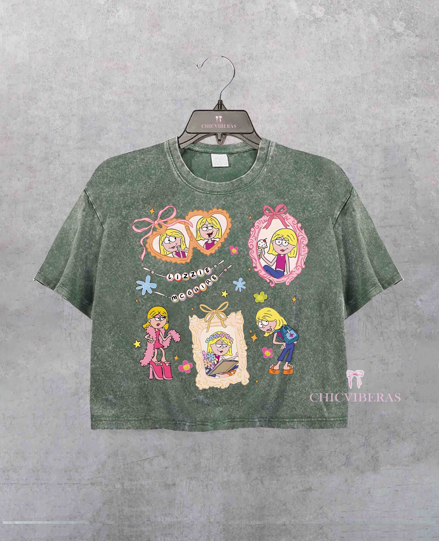 Coquette Bows Watercolor Lizzie McGuire Crop Shirt