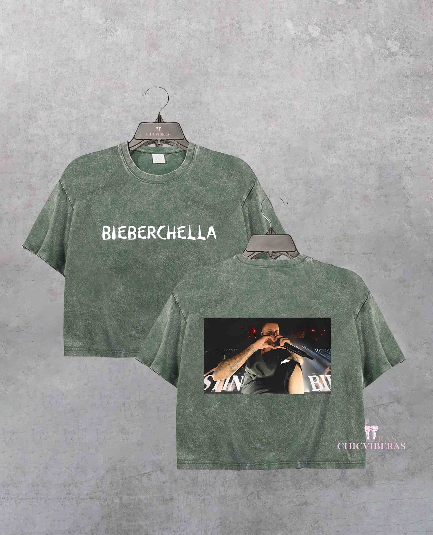 Bieberchella JB Heart Black Crop Shirt